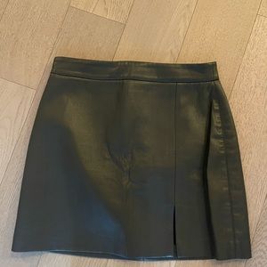 Aritzia Faux leather skirt green